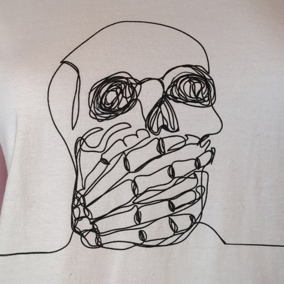 Nasty Gal Heads Will Roll Skull Sketch Graphic Tee in White size Small - Picture 2 of 6